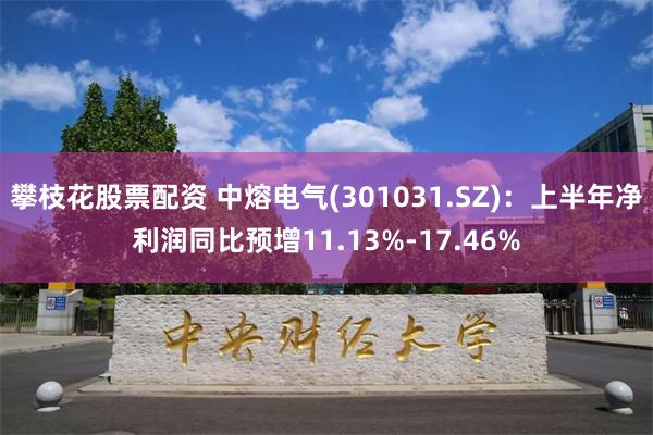 攀枝花股票配资 中熔电气(301031.SZ)：上半年净利润同比预增11.13%-17.46%