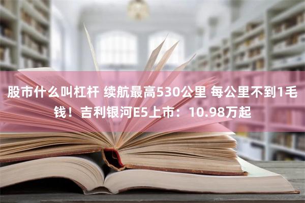 股市什么叫杠杆 续航最高530公里 每公里不到1毛钱！吉利银河E5上市：10.98万起