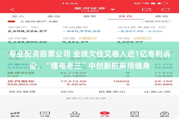 专业配资股票公司 业绩欠佳又卷入近1亿专利诉讼，“锂电老三”中创新航麻烦缠身