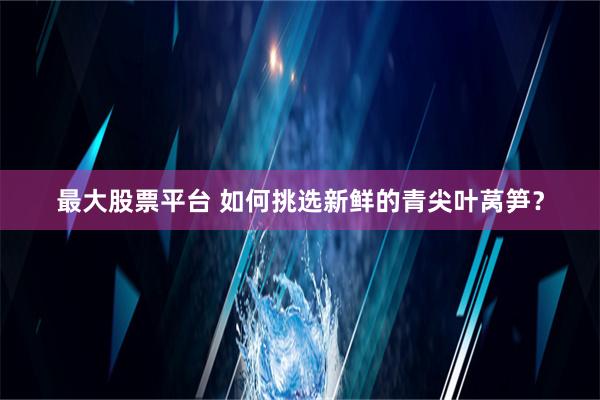 最大股票平台 如何挑选新鲜的青尖叶莴笋？