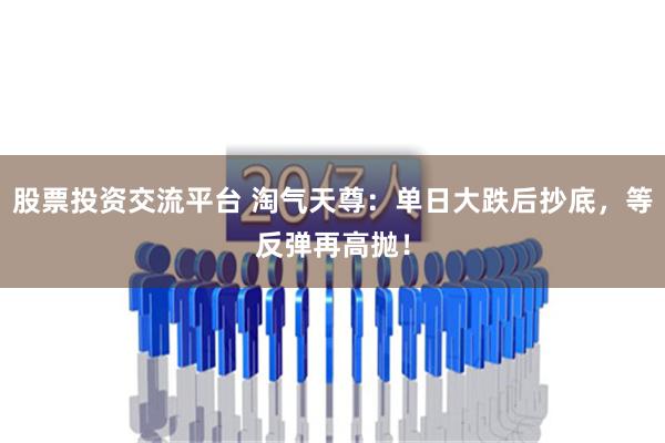 股票投资交流平台 淘气天尊：单日大跌后抄底，等反弹再高抛！